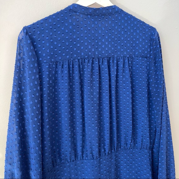 Anthropologie Yumi Kim Valencia Dropped Waist Swiss Dot Dress Navy Womens Sz XL - Picture 7 of 16